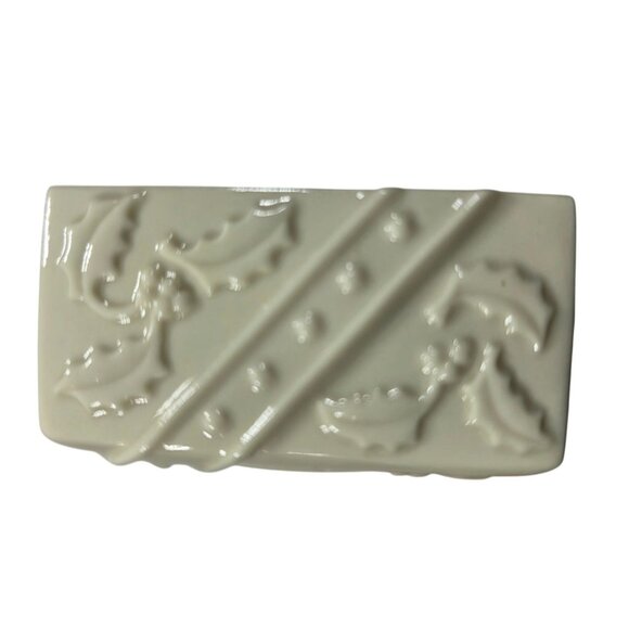 Lenox candle holder Holiday Ivory Porcelain Bow Holly present christmas gift - Picture 3 of 5